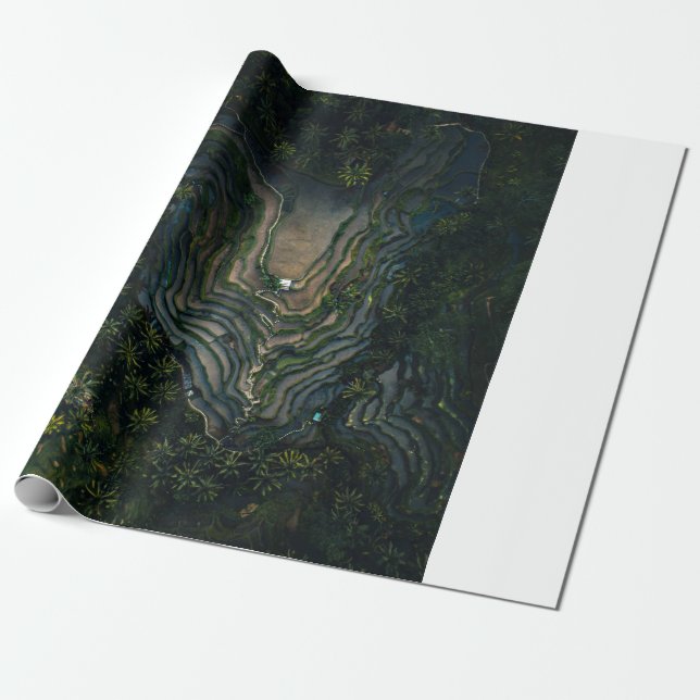 Grönt på svarta sten presentpapper (Utrullad)