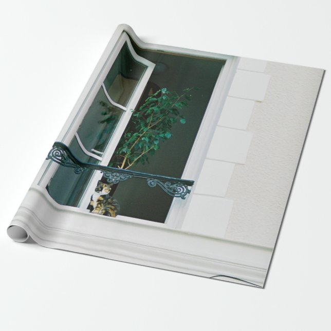 GRÖNT PÅ VITFÖNSTER PRESENTPAPPER (Utrullad)