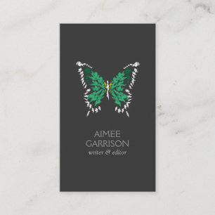 Grönt Paediatric Butterfly Logotyp på Mörk Grått L Visitkort