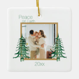 Grönt Pagoda Julgranar 2Photo Peace on Earth Julgransprydnad Keramik