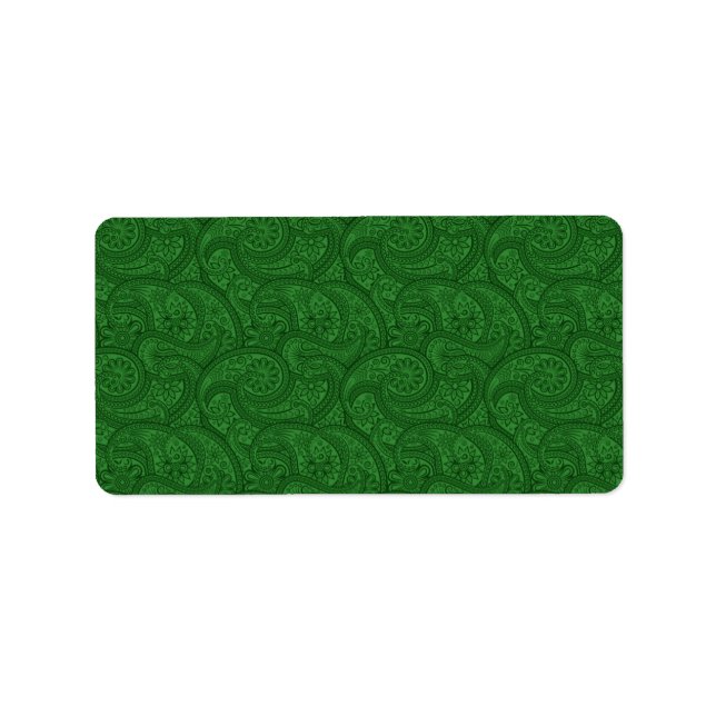 Grönt Paisley Adressetikett (Framsidan)