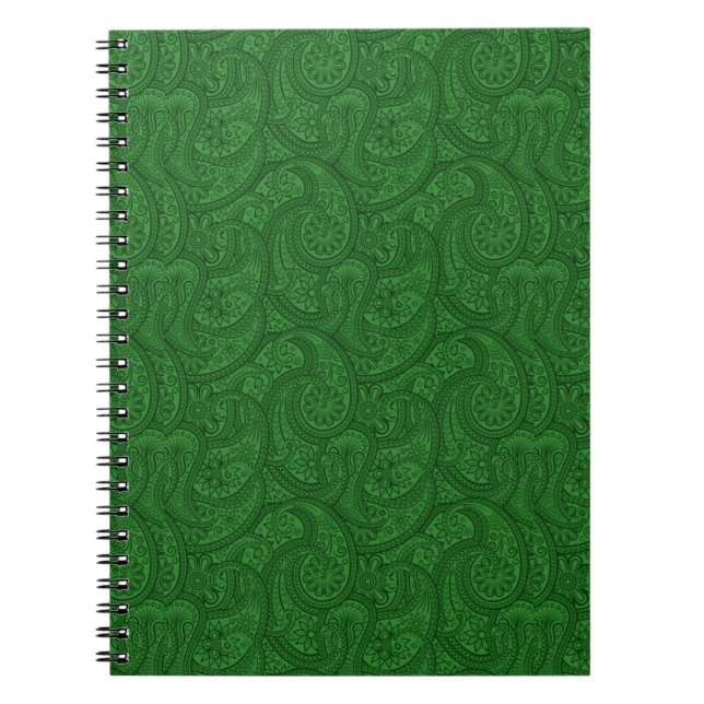 Grönt Paisley Anteckningsbok Med Spiral (Framsidan)