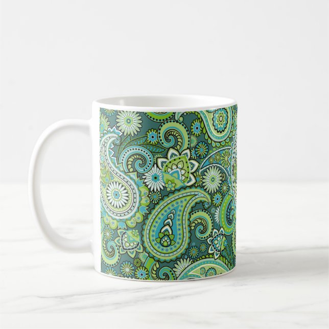 Grönt Paisley Kaffemugg (Vänster)