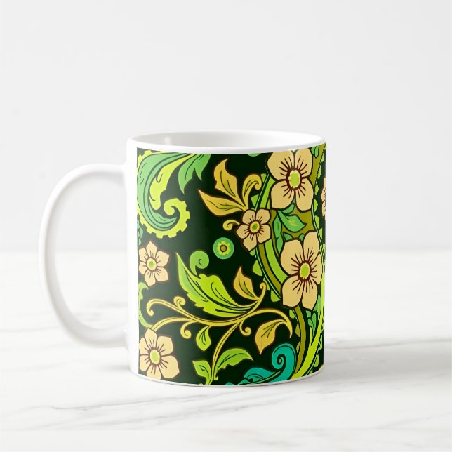 Grönt Paisley Mönster Kaffemugg (Vänster)