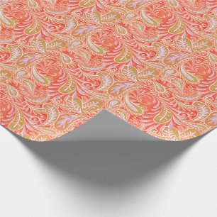 Grönt Paisley mönster som är rött och Presentpapper