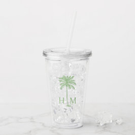 Grönt Palmetto Handflatan Träd Monogram Take Away Mugg
