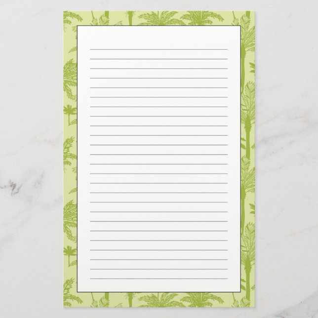 Grönt palmträdmönster brevpapper (Framsida)