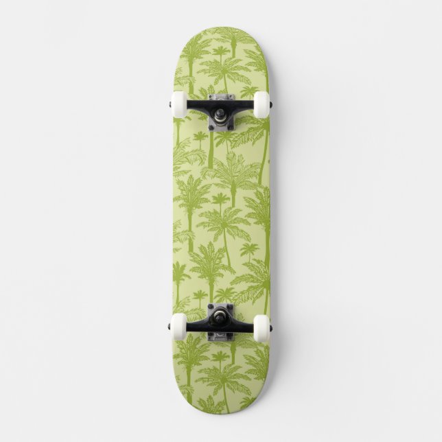 Grönt palmträdmönster mini skateboard bräda 18,7 cm (Framsida)