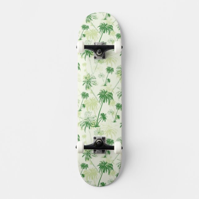 Grönt palmträdmönster old school skateboard bräda 18 cm (Framsida)