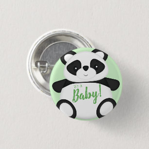 Grönt Panda Bear Baby Shower Knapp