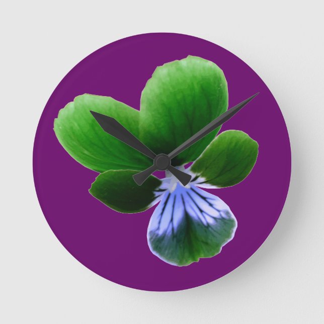 Grönt Pansy-väggklocka Rund Klocka (Framsida)