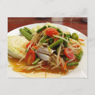 Grönt Papaya Salad Thai Healthy Food Vykort