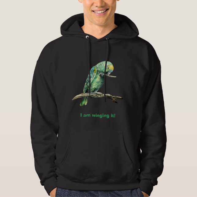 Grönt papegoja hoodie (Framsida)