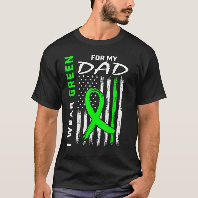 Grönt Pappa Kidney Disease Cerebral Palsy Awarenes T Shirt (Framsida)