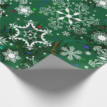 Grönt: papper mönster-inslagning av julsnowflake