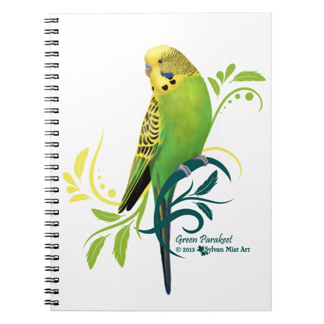Grönt Parakeet Anteckningsbok Med Spiral (Framsidan)