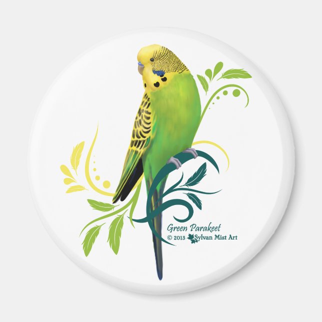 Grönt Parakeet Magnet (Framsidan)