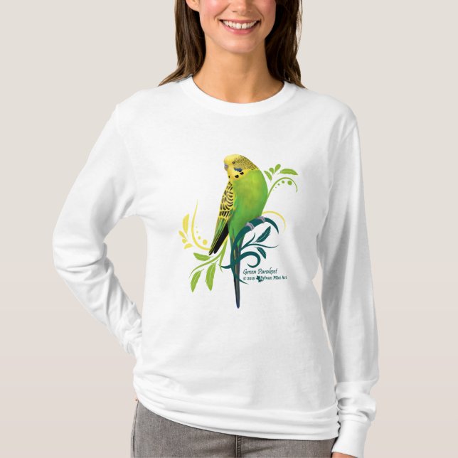 Grönt Parakeet T Shirt (Framsida)