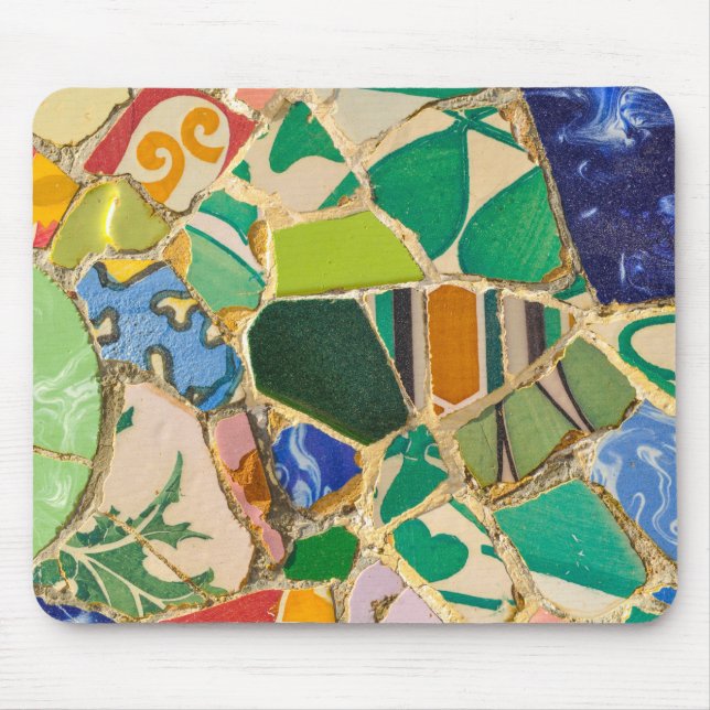 Grönt Parc Guell Tiles i Barcelona Spanien Musmatta (Framsidan)