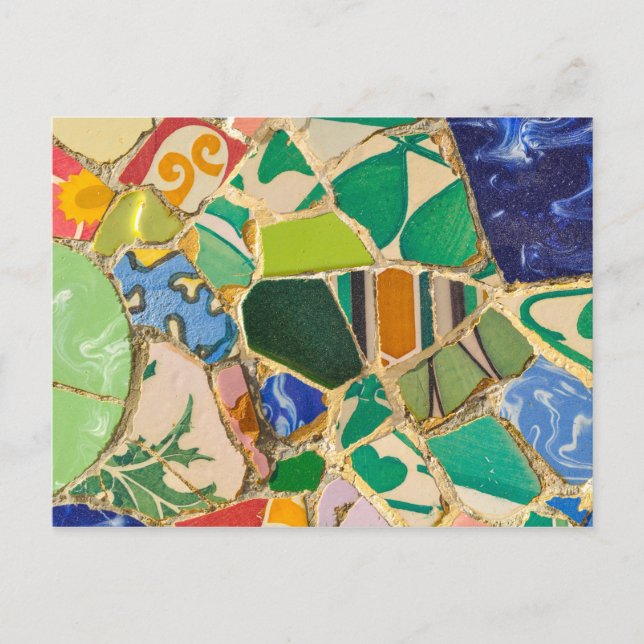 Grönt Parc Guell Tiles i Barcelona Spanien Vykort (Framsida)