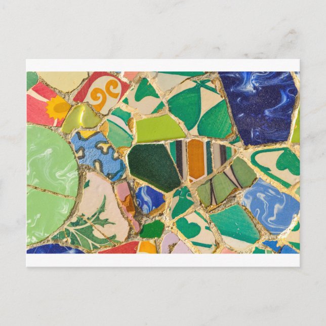 Grönt Parc Guell Tiles i Barcelona Spanien Vykort (Framsida)