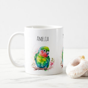Grönt Parrot - Cute Baby Bird Kaffemugg