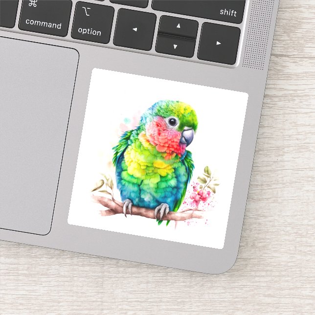 Grönt Parrot - Cute Baby Bird Klistermärken (Detalj)