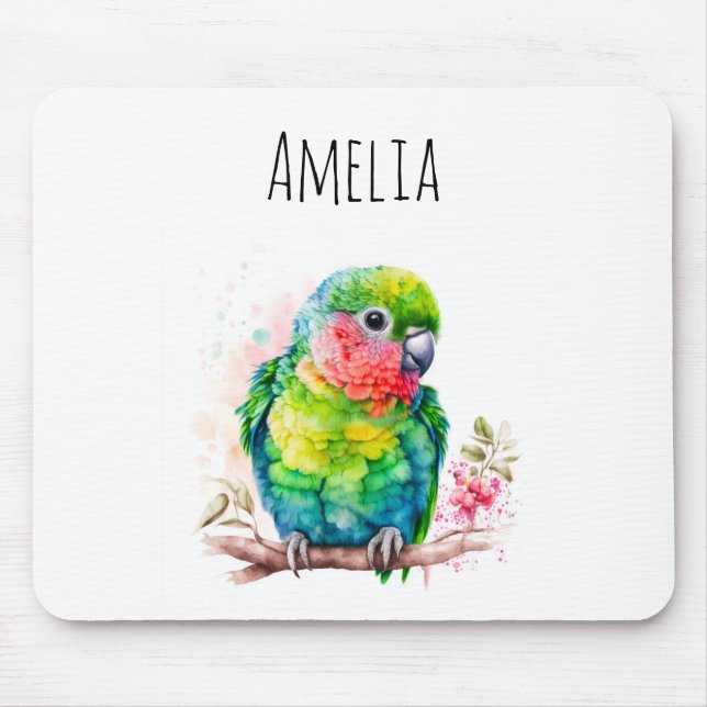 Grönt Parrot - Cute Baby Bird Musmatta (Framsidan)