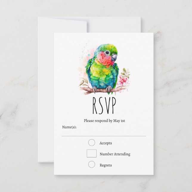 Grönt Parrot - Cute Baby Bird OSA Kort (Framsida)