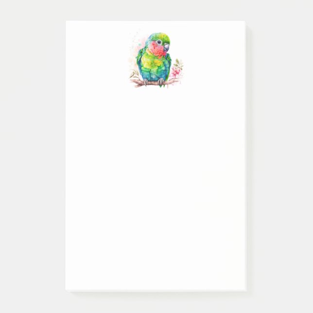 Grönt Parrot - Cute Baby Bird Post-it Block (Framsida)