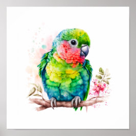 Grönt Parrot - Cute Baby Bird Poster
