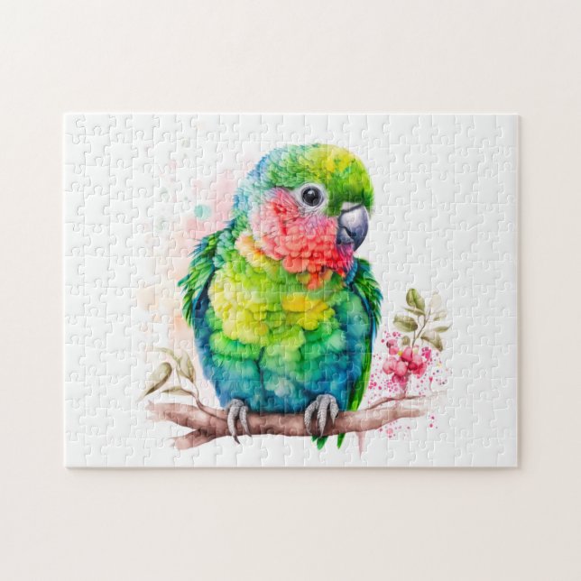 Grönt Parrot - Cute Baby Bird Pussel (Horisontell)