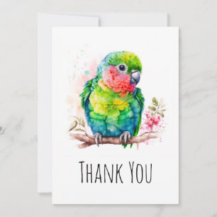 Grönt Parrot - Cute Baby Bird Tack Kort