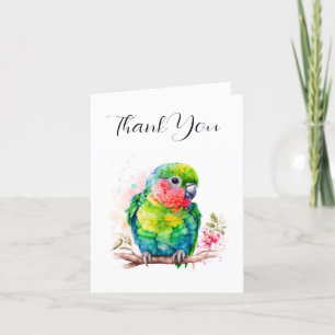 Grönt Parrot - Cute Baby Bird Tack Kort
