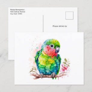 Grönt Parrot - Cute Baby Bird Vykort