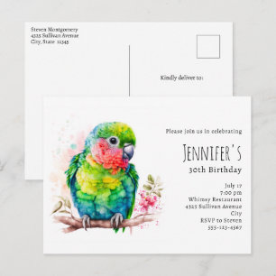Grönt Parrot - Cute Baby Birthday Inbjudan Vykort