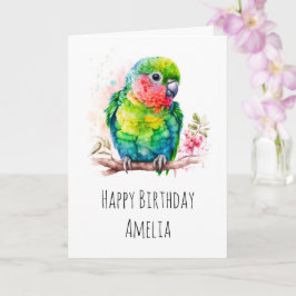 Grönt Parrot - Cute Baby Birthday Kort