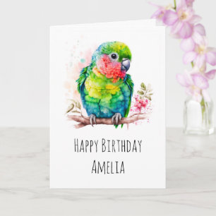 Grönt Parrot - Cute Baby Birthday Kort