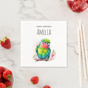 Grönt Parrot - Cute Baby Birthday Pappersservett