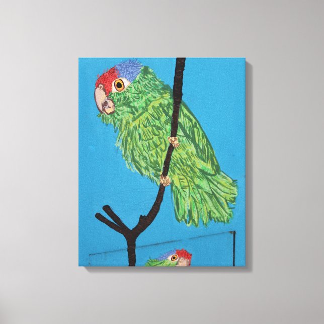 grönt parrot inlindad duk canvastryck (Framsida)