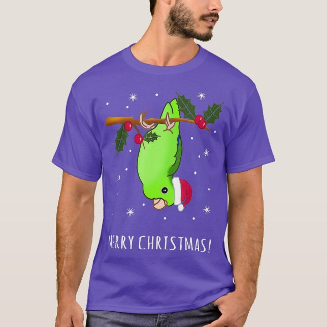 Grönt Parrotlet God jul Parrot T Shirt (Framsida)