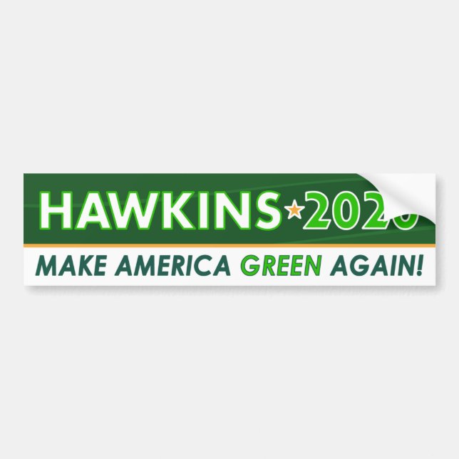 Grönt Party president Hawkins 2020 Bumper Sticker Bildekal (Framsidan)