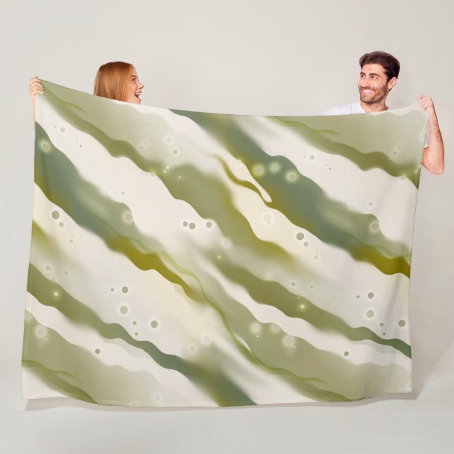 Grönt Paskriven Wave Mönster Fleece Blanket (På plats)