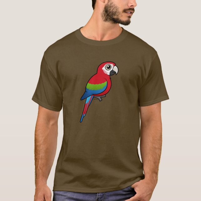 Grönt-påskyndad Macaw Tee Shirt (Framsida)