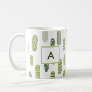 Grönt Pastel Abstrakt Monogram Kaffemugg
