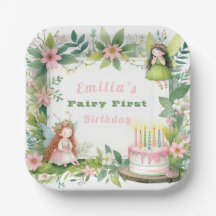 Grönt Pastel Fairy First Birthday -