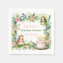 Grönt Pastel Fairy First Birthday -