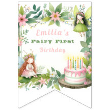 Grönt Pastel Fairy First Birthday -