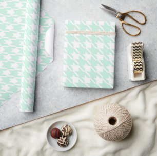Grönt Pastel Houndstooth Mönster Modern Simple Presentpapper