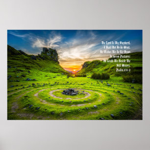 "Grönt Pastures" Psalm 23:1-2, anatonerad profetik Poster